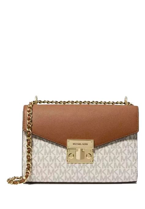 michael kors rose medium logo and faux leather shoulder bag|Michael Kors flat shoulder bags.